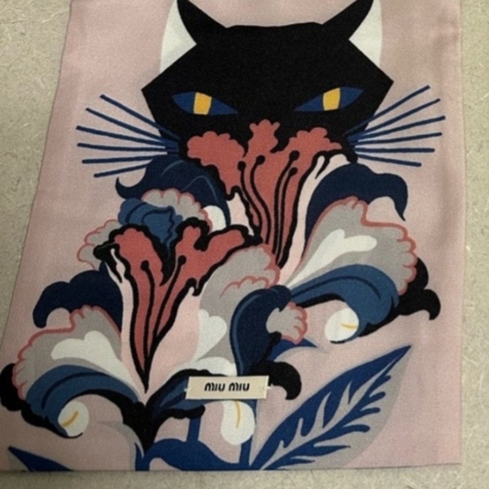 Miu Miu Navy Blue and Coral Mini Bag with Cat Face Design